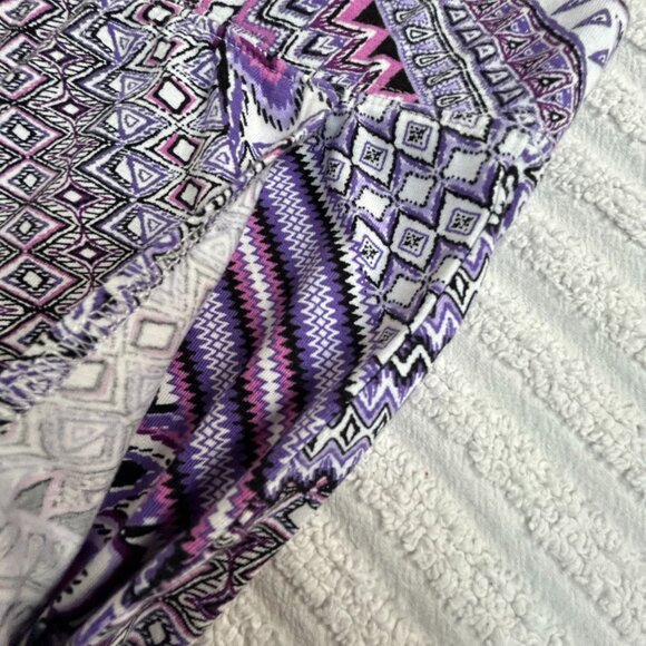 D&Co. Beach Womens Purple Geometric Print Wide-Leg Pants LP Lightweight Stretch - Picture 5 of 10